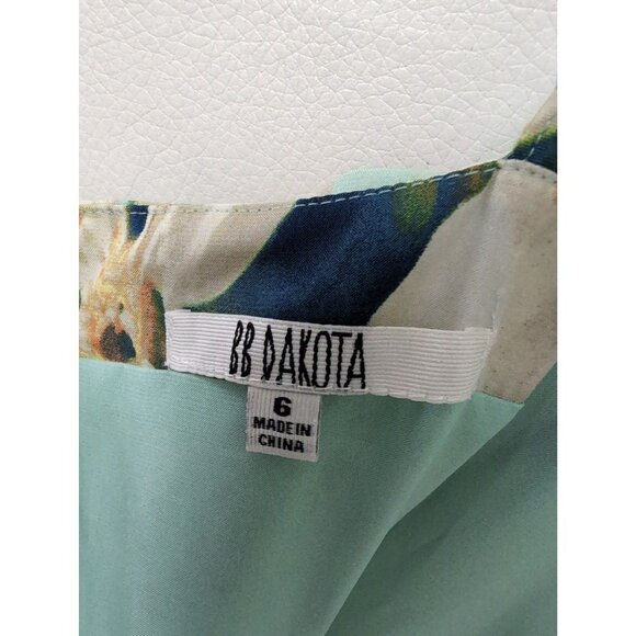 BB Dakota Dress Womens 6 Mint Floral Debralyn Sheath Mini Satin Special Occasion - Picture 12 of 15